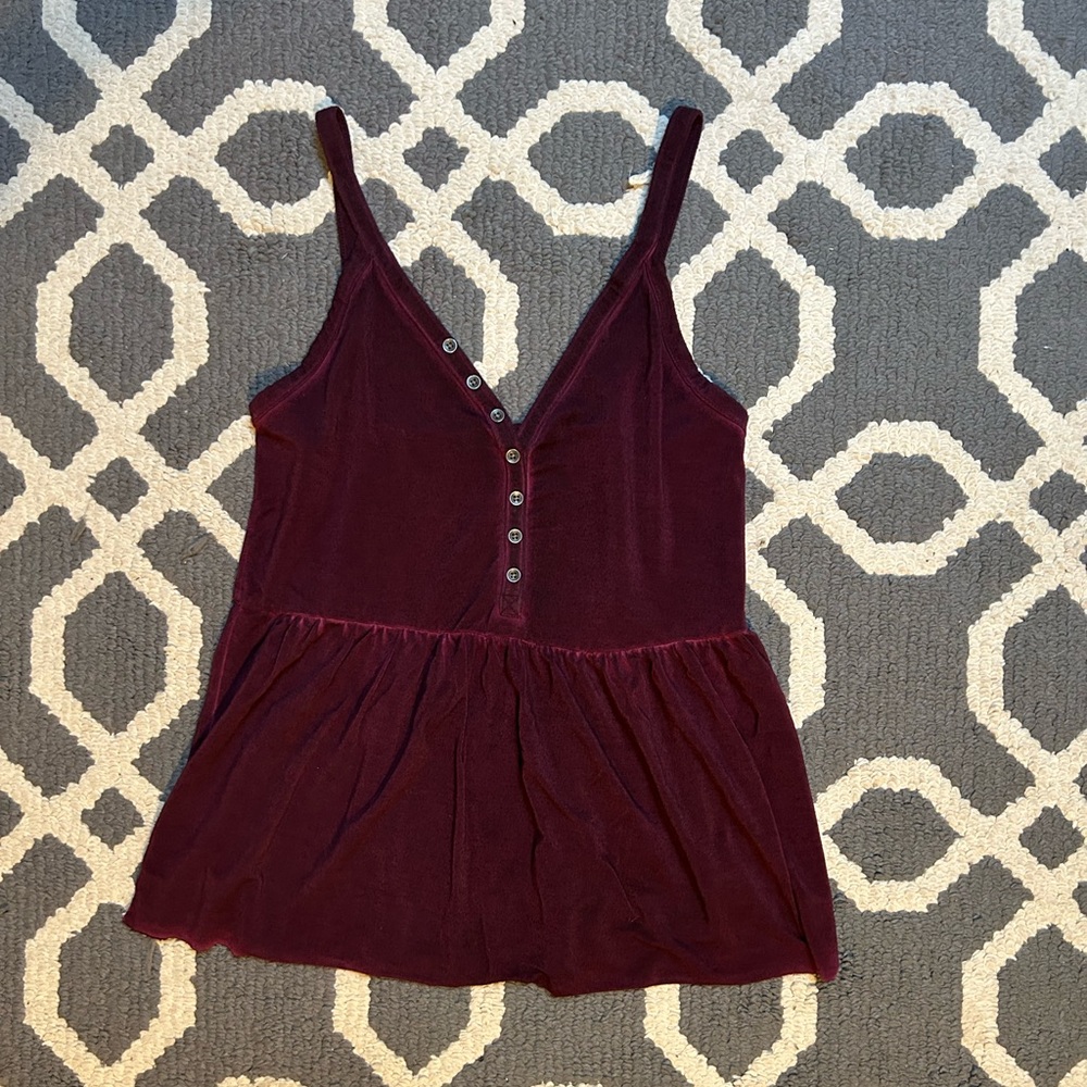 AE Red V-Neck Peplum Tank